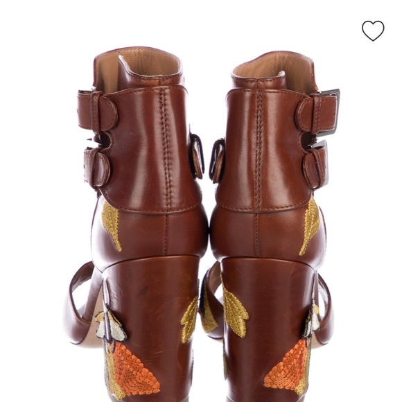 Laurence Dacade Rush Boheme Embroidered Butterfly Garden Heels,Size 37 - Picture 3 of 3